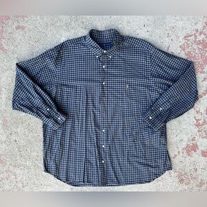 Polo Ralph Lauren Shirt Mens 3XB Blue Plaid Button Down Flesh Pony Office